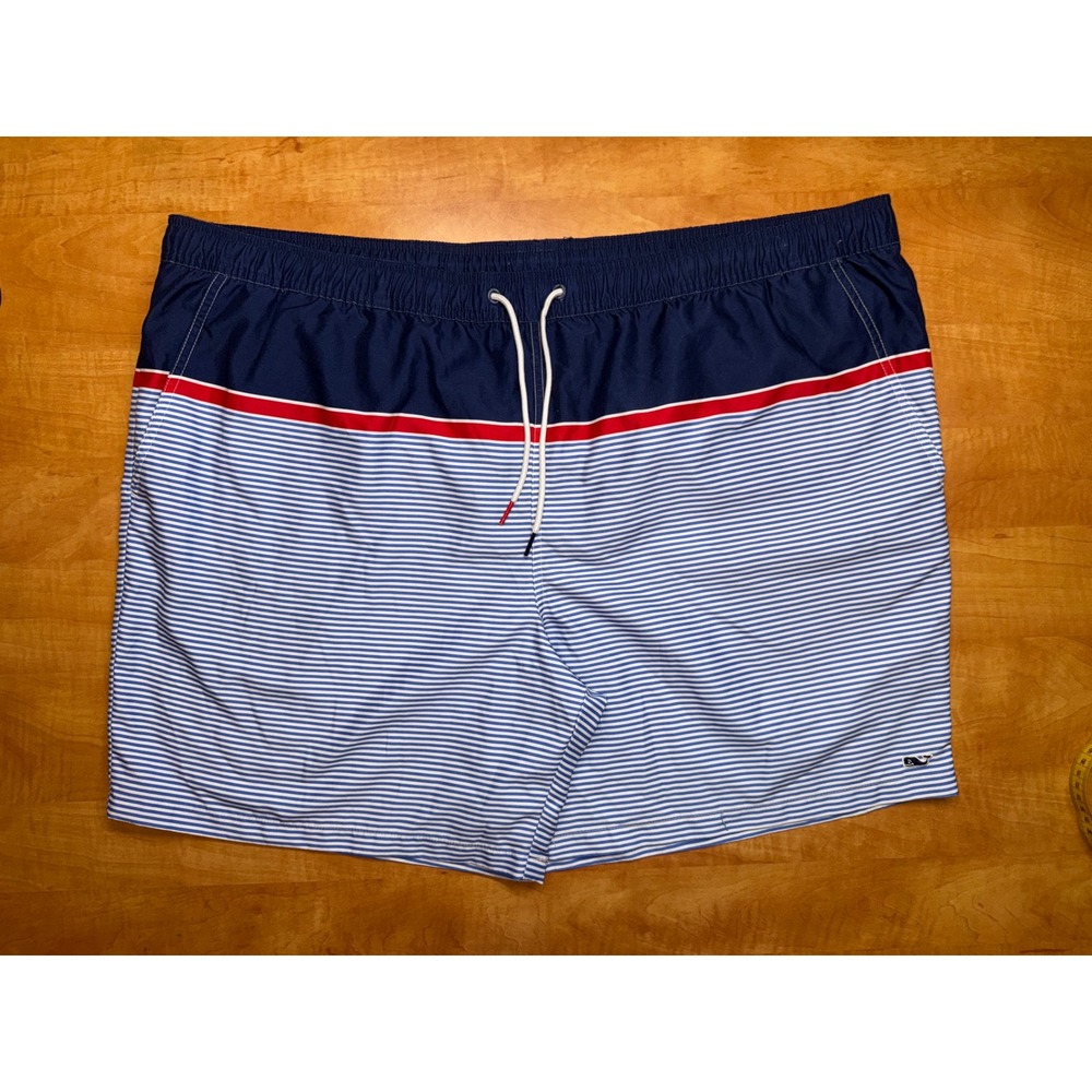 Vineyard Vines Target Mens XXL Swim Trunks Blue White Striped Nautical Shorts
